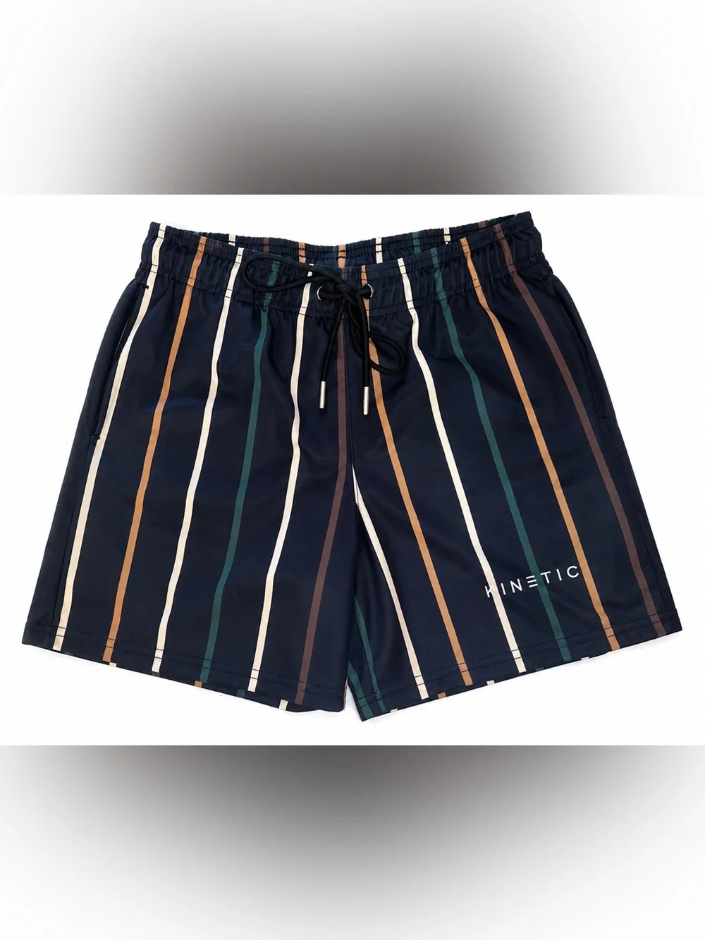 Kinetic Striped Navy Men's Hybrid Shorts