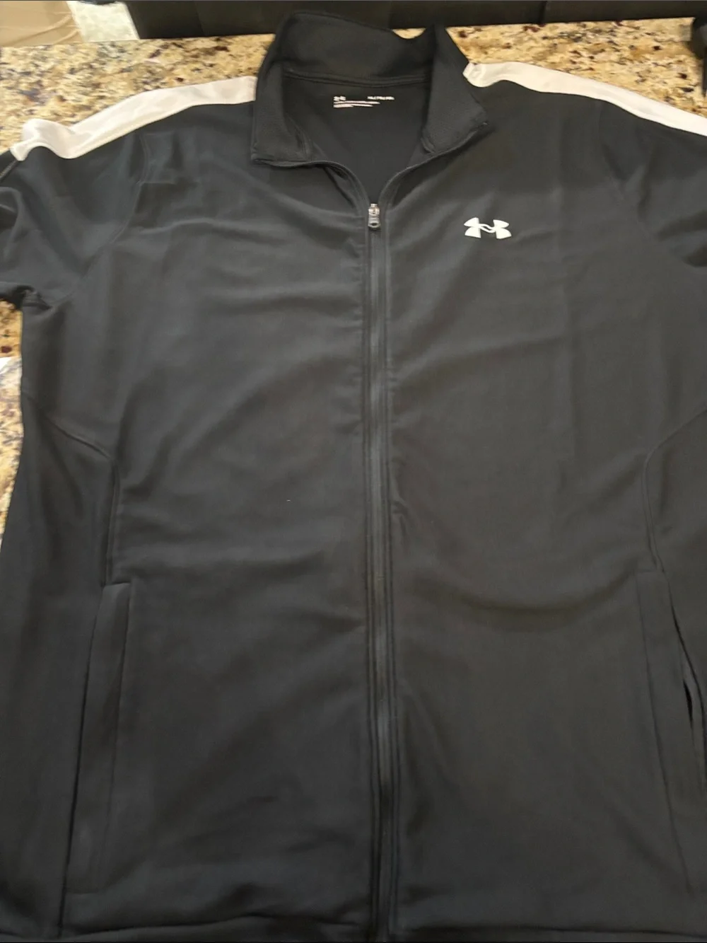 Under Armour Black Track Jacket with White Shoulder Panels