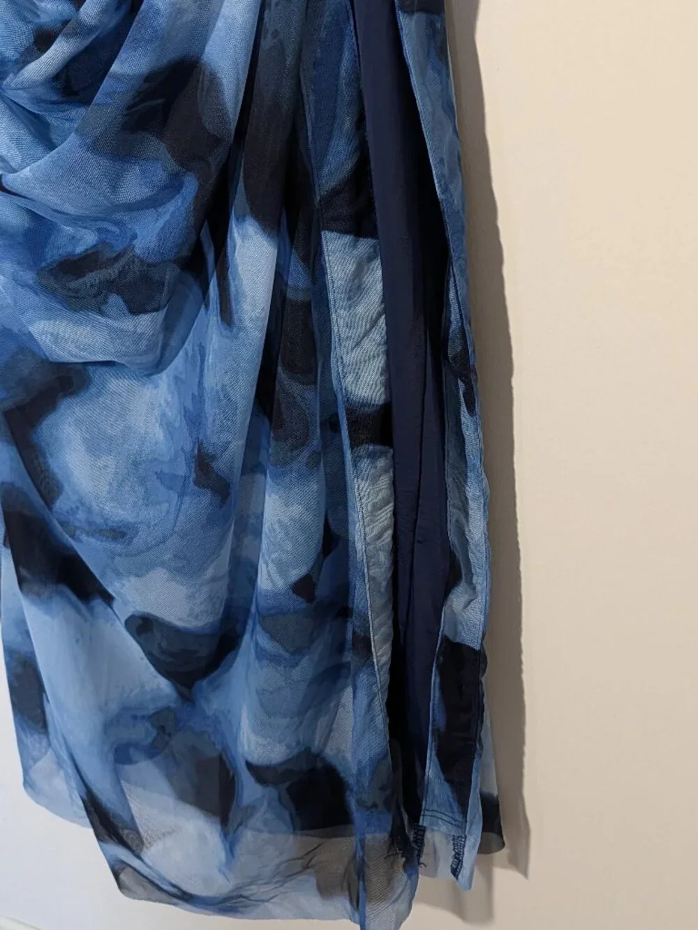 Strapless Ruched Mesh Maxi Dress Size M Blue