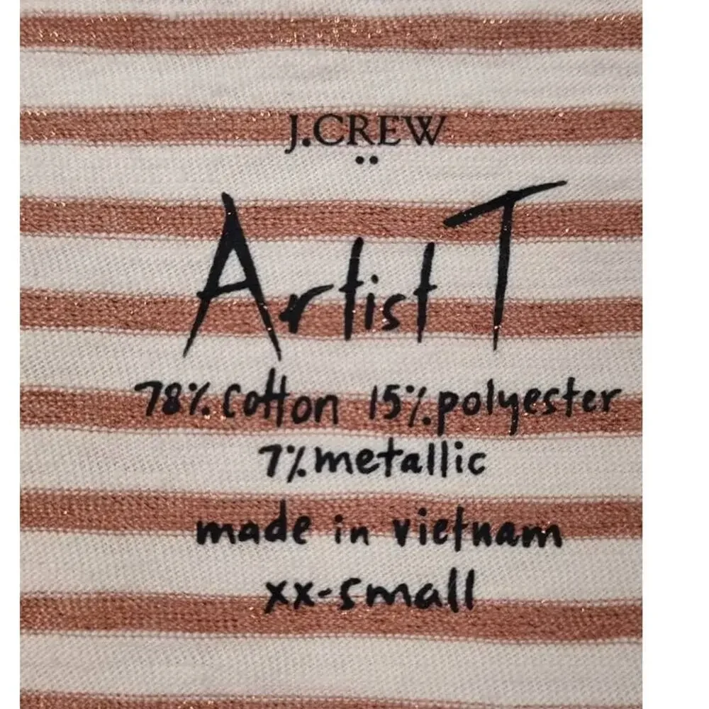 J Crew Artist Metallic Striped Long Sleeve Tee XXS