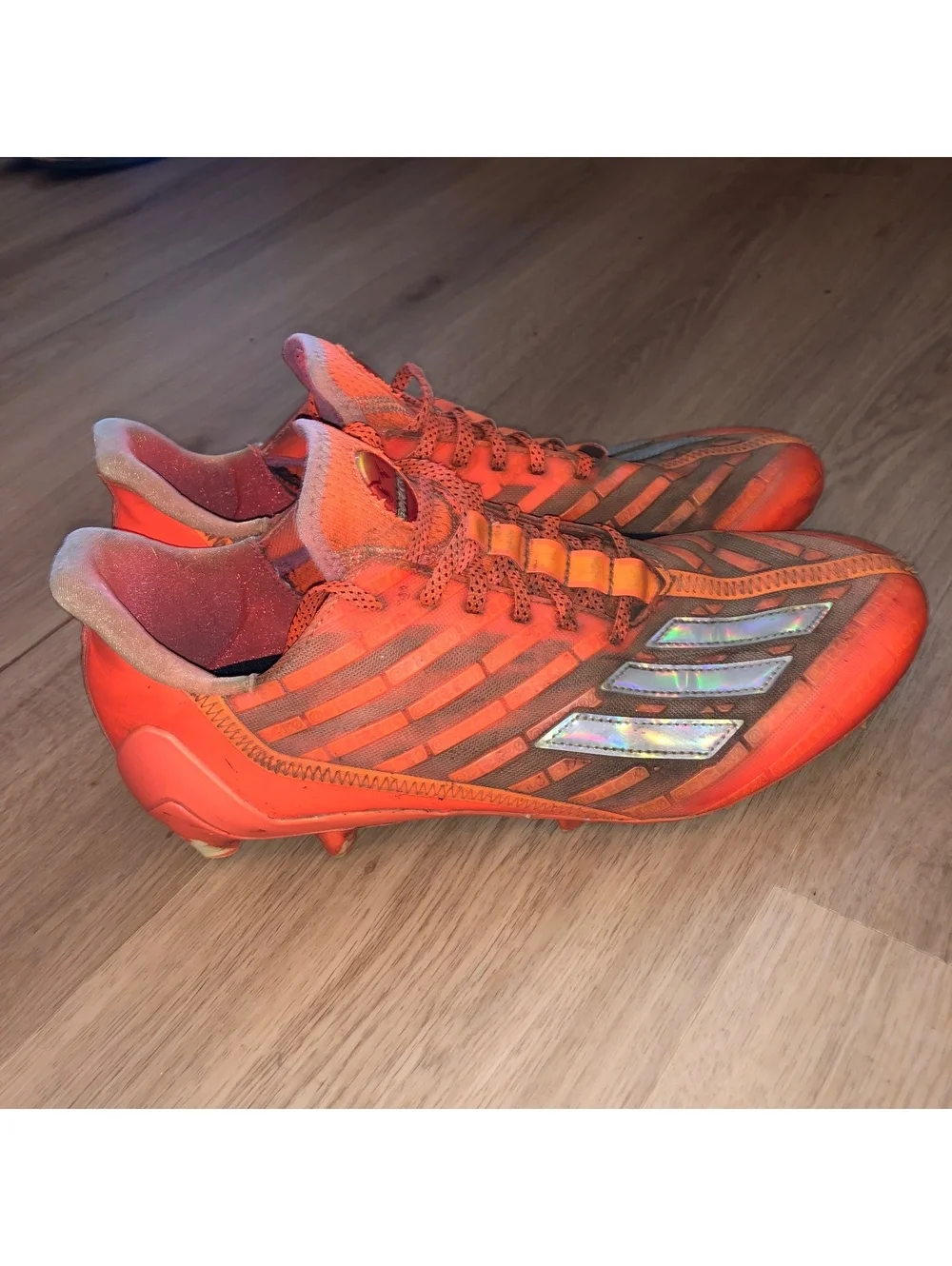 ADIDAS ADIZERO TEAM SOLAR ORANGE RED BIG MOOD EMOJI FOOTBALL CLEATS MENS SIZE 12