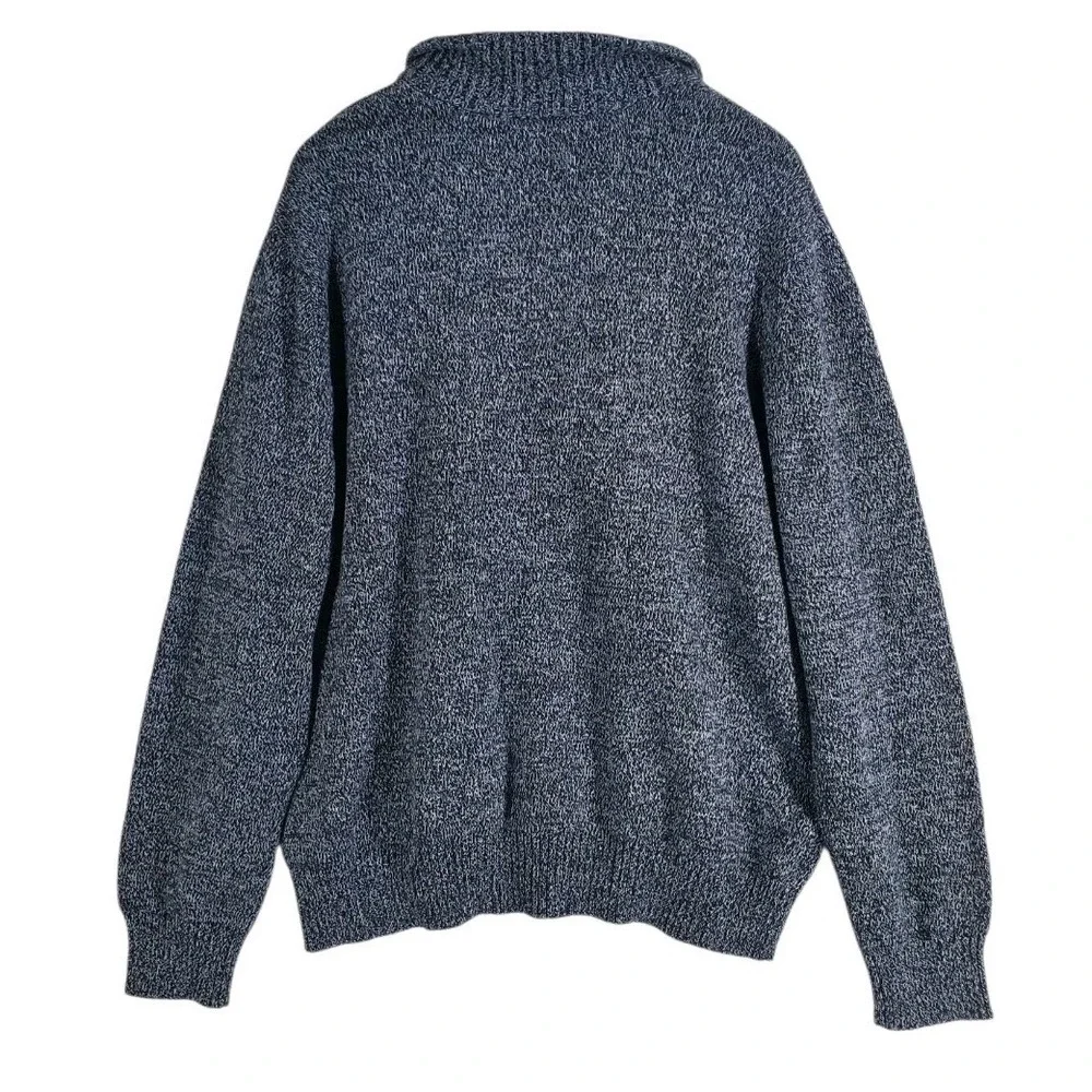 Eddie Bauer Cotton Rag 1/4 Zip Knit Sweater Mens XL Black White Pullover NWT