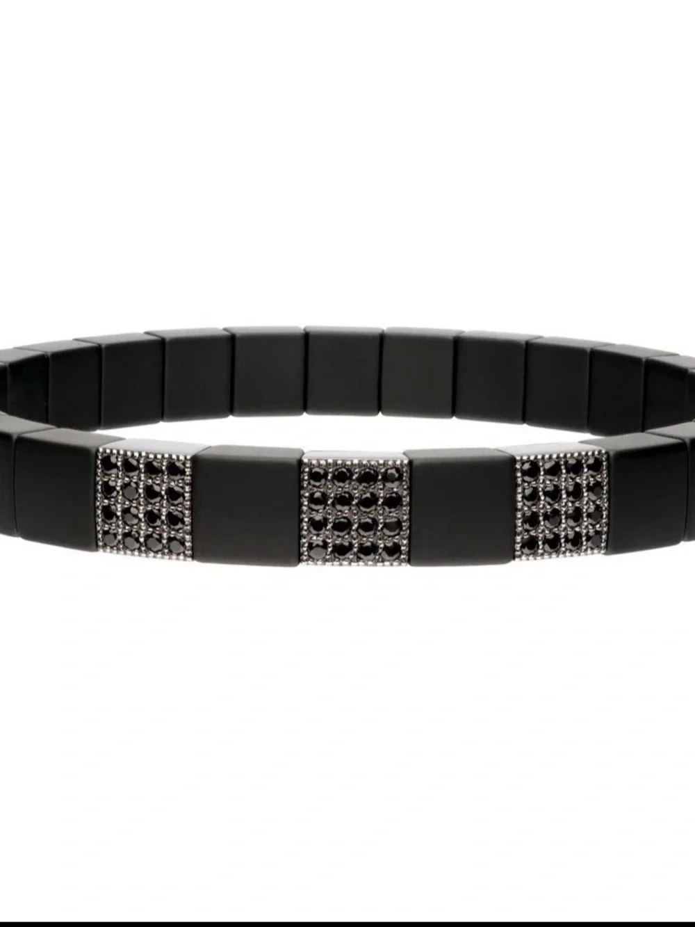 Roberto Demeglio Ceramic Stretch Bracelet with 18 Black Gold and Black Diamonds