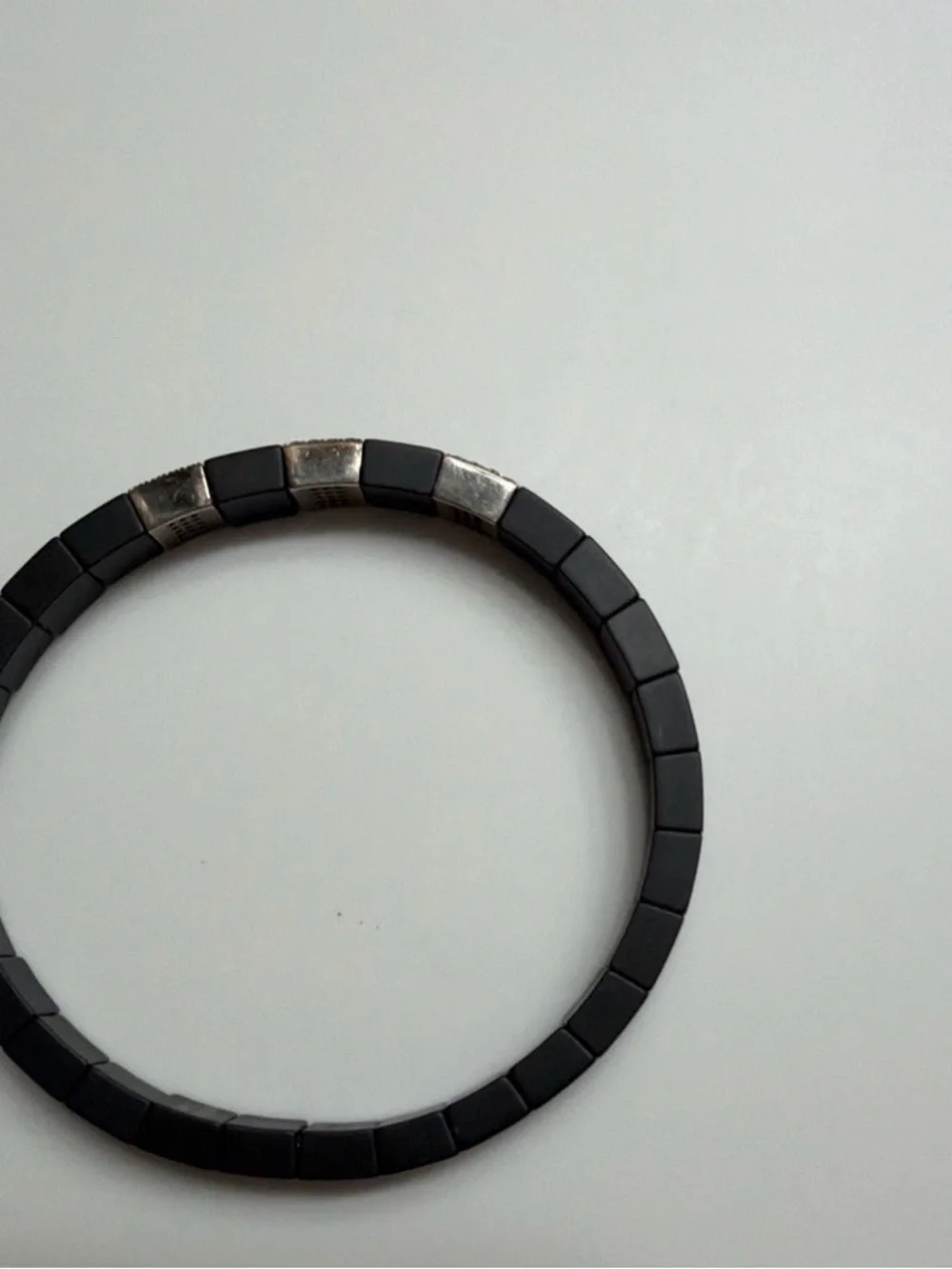 Roberto Demeglio Ceramic Stretch Bracelet with 18 Black Gold and Black Diamonds