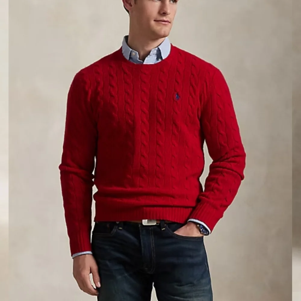 Polo Ralph Lauren Red Wool Cable Knit Sweater