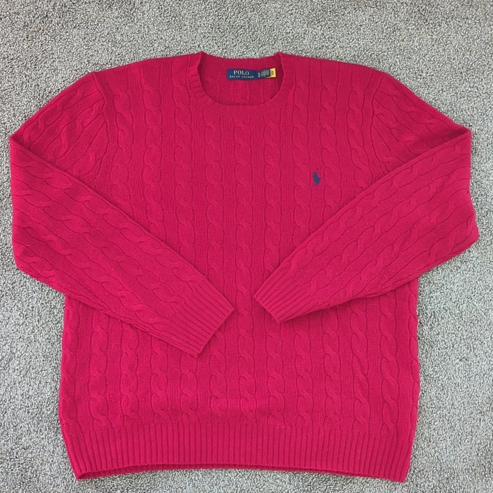 Polo Ralph Lauren Red Wool Cable Knit Sweater