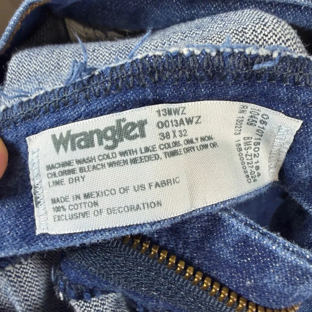 Wrangler 13MWZ Cowboy Cut Original Fit Indigo Blue Jeans Mens 38x32 Straight Leg