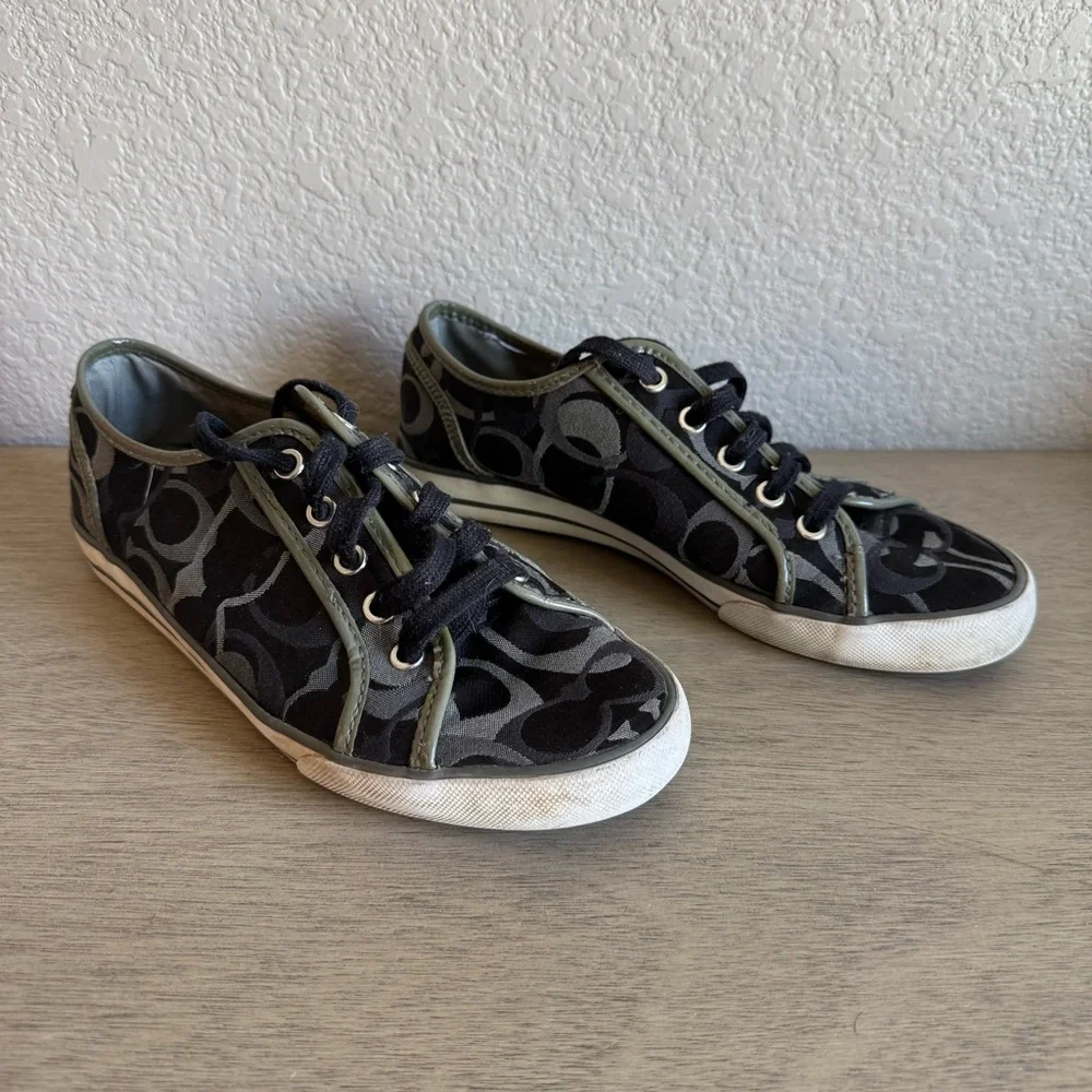Coach Black and Gray Signature Canvas Sneakers