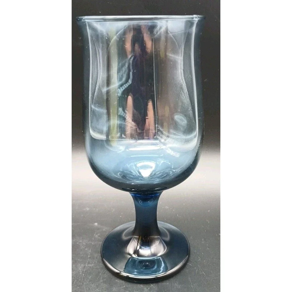Vtg Libbey Dusky Blue Water Wine Goblet 6.5