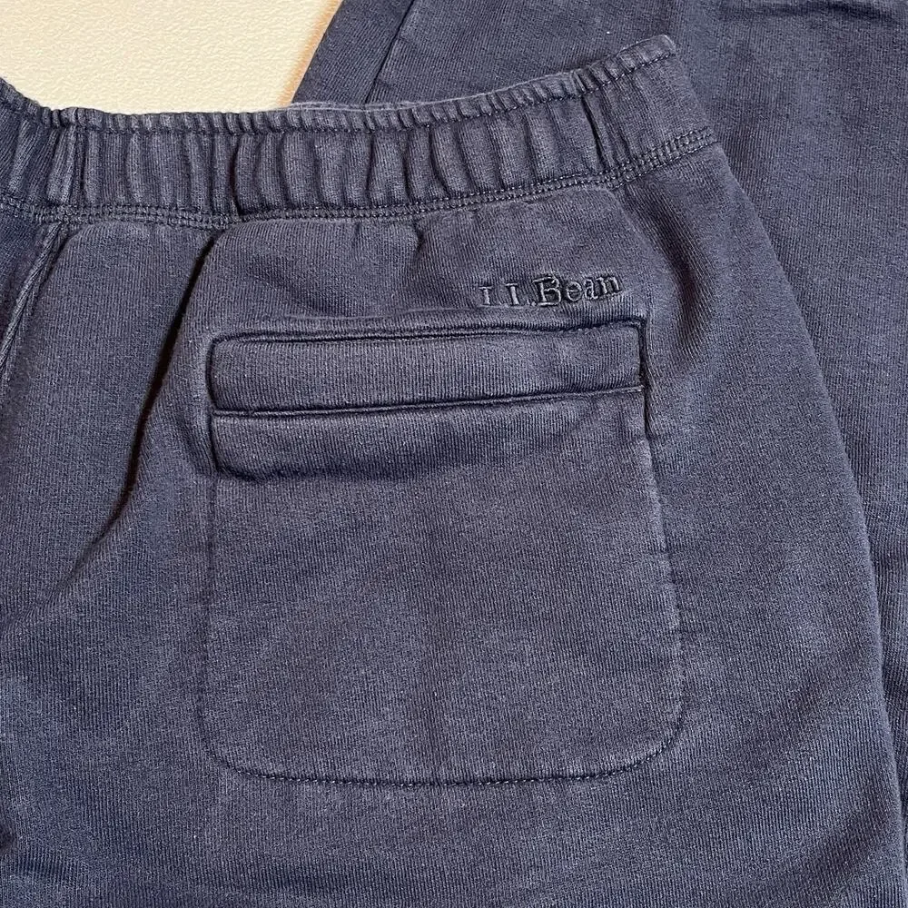 LL Bean Fleece Sweatpants Joggers Size XL Zipper Fly Pocket Blue Athletic 508146