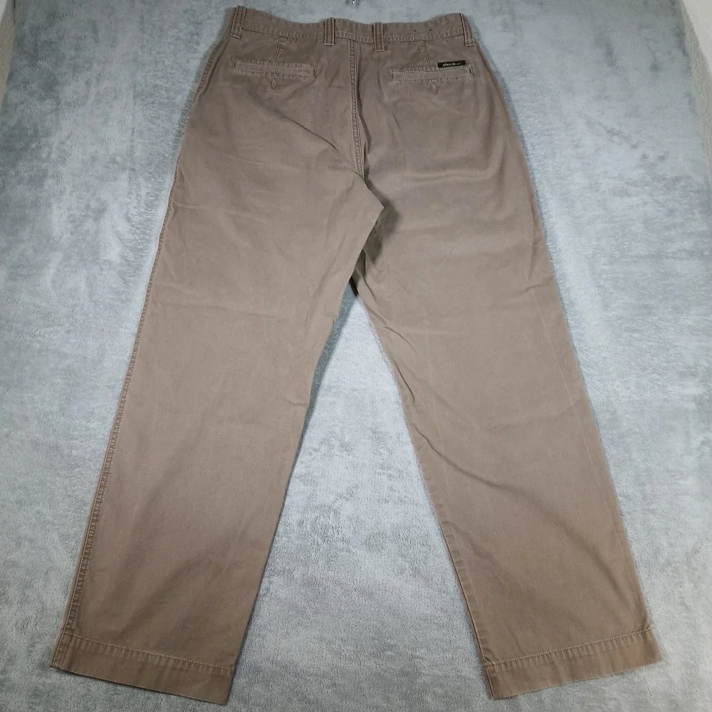 Eddie Bauer Chino Pants Mens 33x32 Brown Khaki Classic Fit Cotton