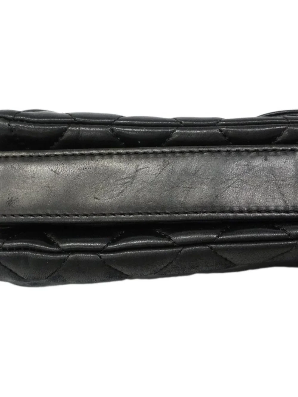 Chanel Shoulder Bag Quilted Lambskin Black Silver