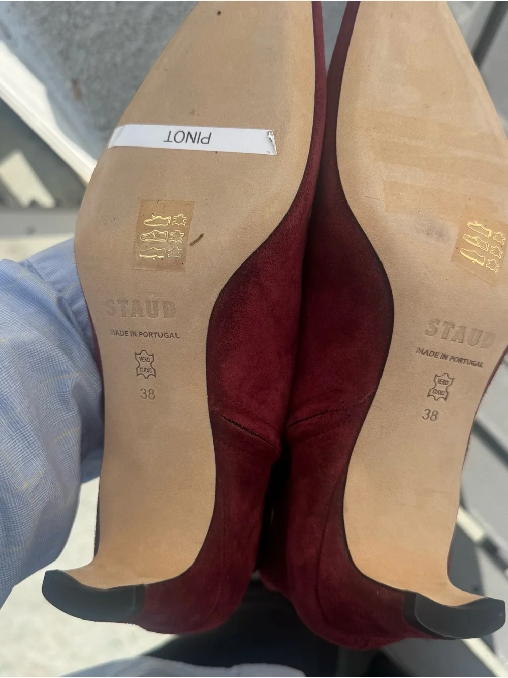New Staud Wally 100% Suede Ankle Boots Pinot Burgundy Size EU 38 US 8 $395