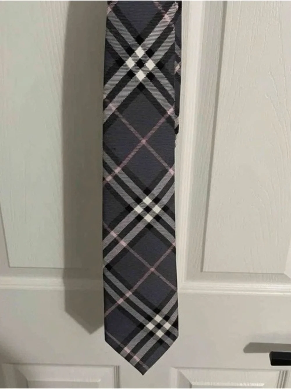 Burberry Black Label Men's Tie - Gray with Pink Accent