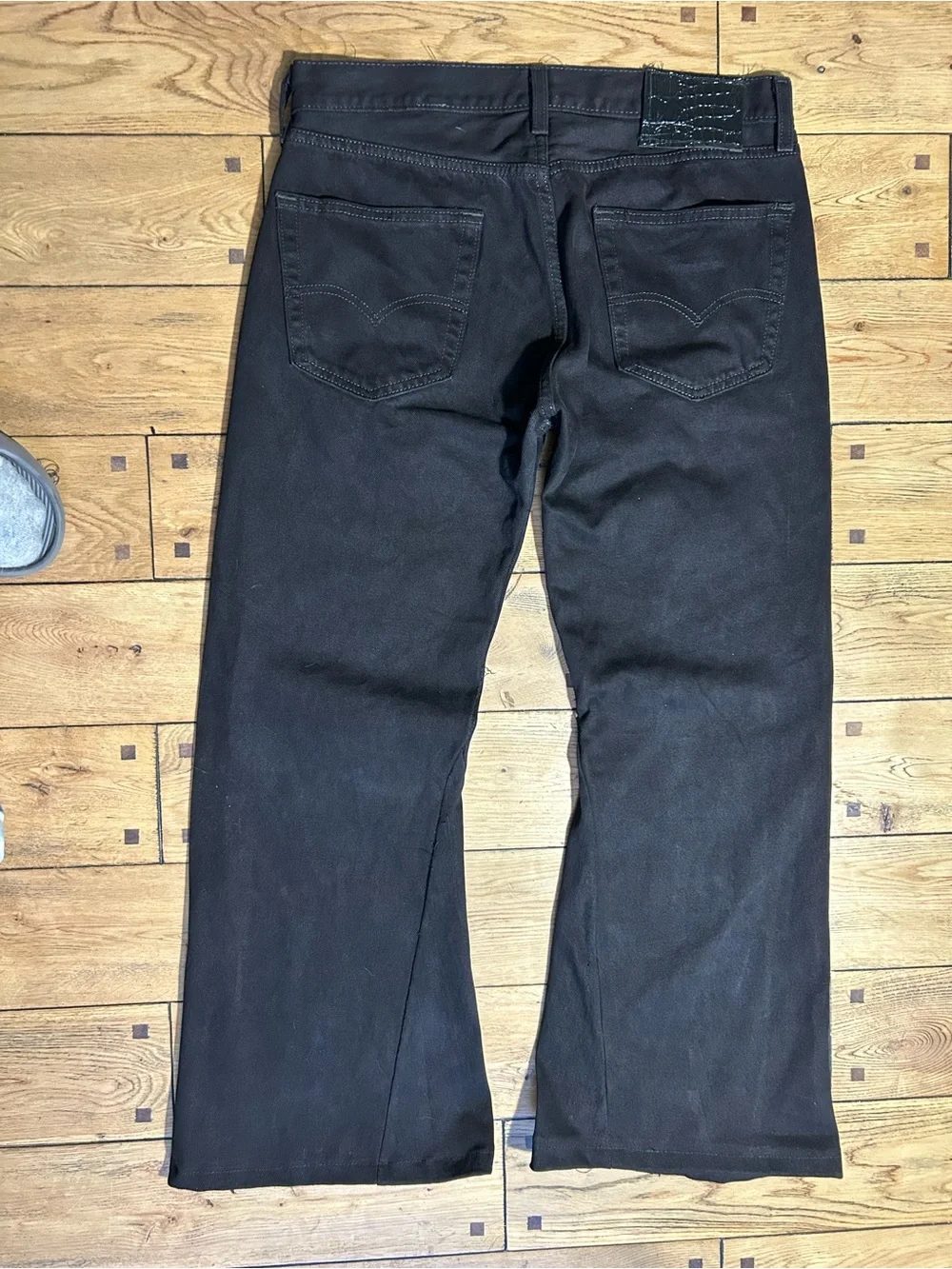 Black Distressed crocodile leather patch Men’s Jeans