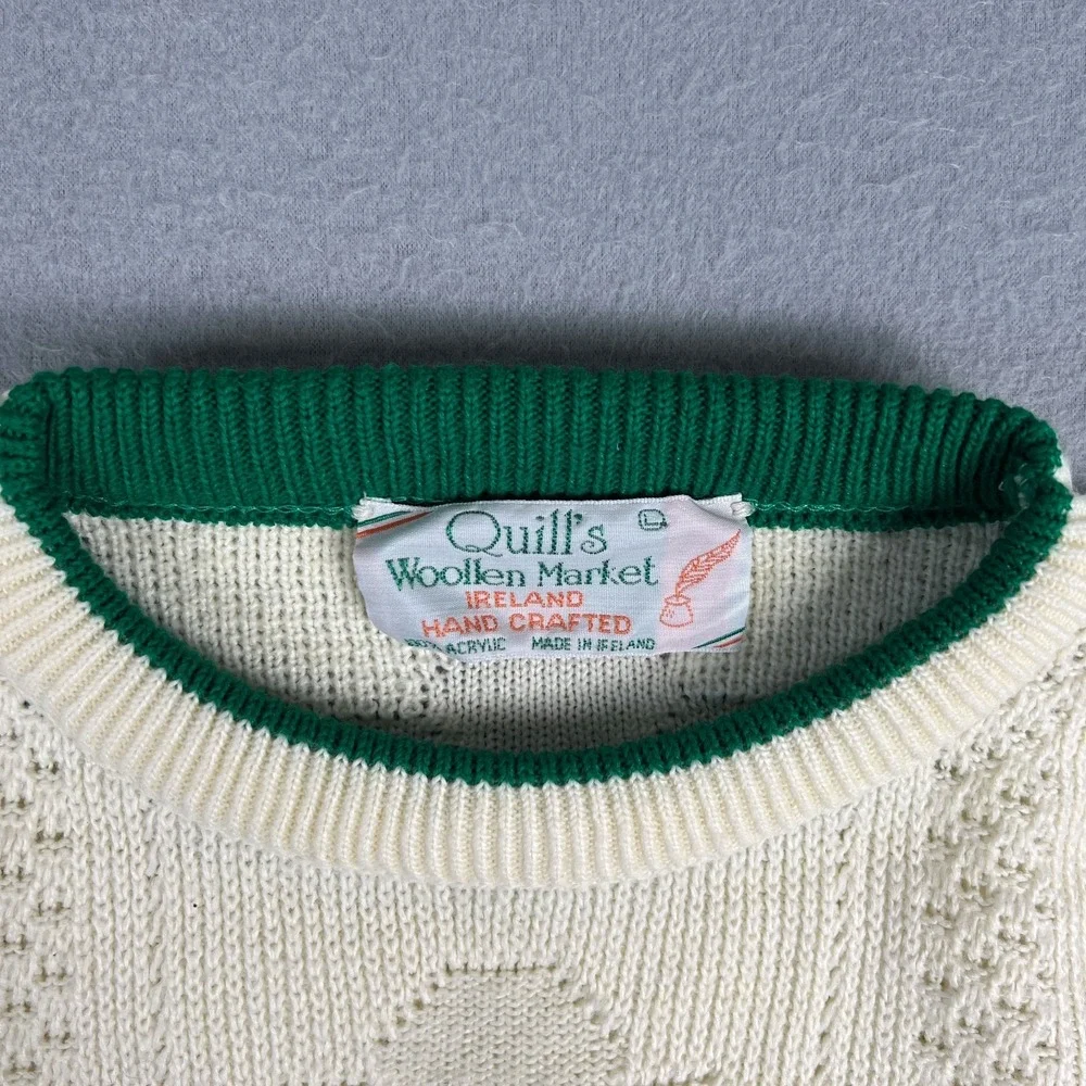 VTG Ireland‎ Knit Sweater Mens Large Acrylic 1990s Shamrock Crest St Patricks
