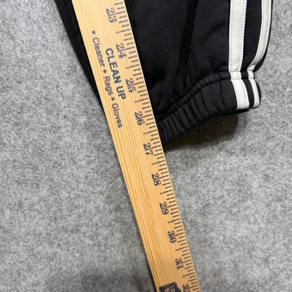 Adidas Jogger Pants Men Large Black 3-Stripe Fleece Regular Fit AK5926