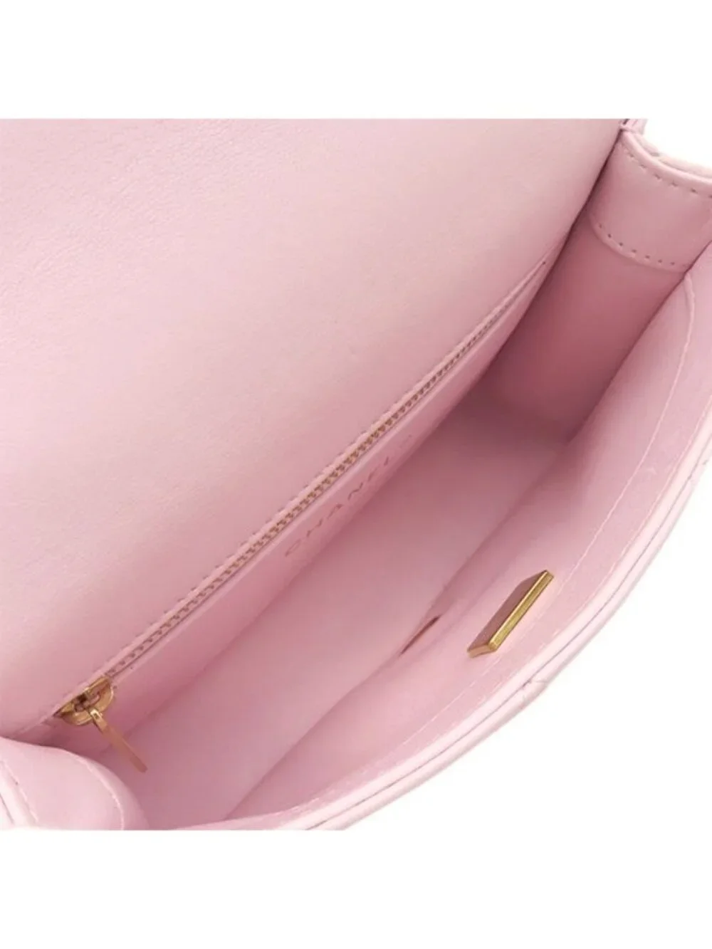 Chanel 2-Way Bag Quilted Top Handle Mini Lambskin Baby Pink Gold Chain Shoulder