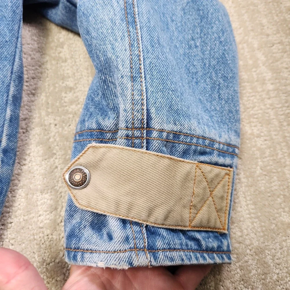 Vintage Levis Silvertab Jacket Men Medium Denim Chinstrap Bomber Insulated