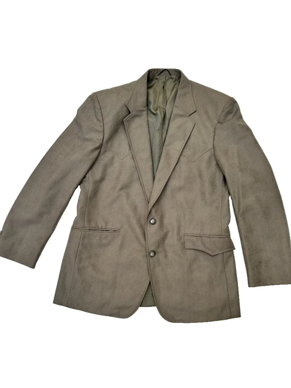 Circle S Ranch Western Herringbone Gray Yoke Sportcoat Blazer Mens Size 42R USA
