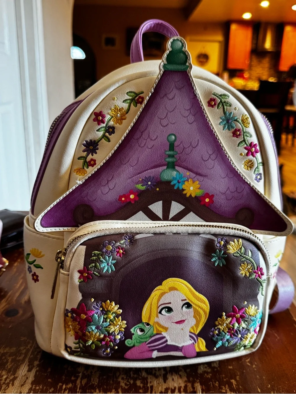 Loungefly Rapunzel Floral Mini Backpack - Purple and Cream