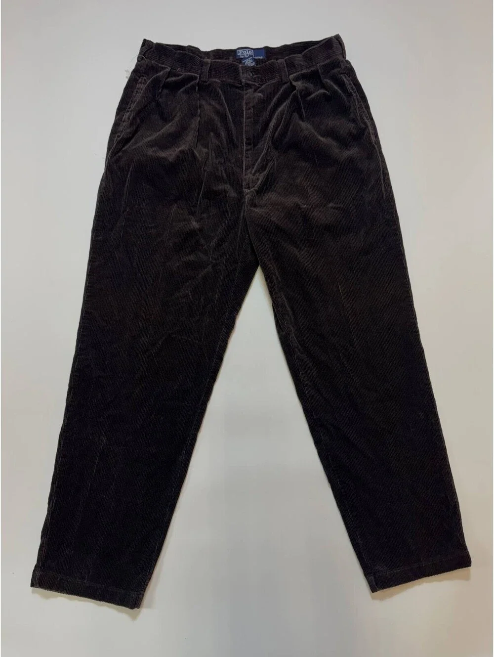 Polo Ralph Lauren Polo Cords Mens 35x32 Brown Corduroy Pleated Pants