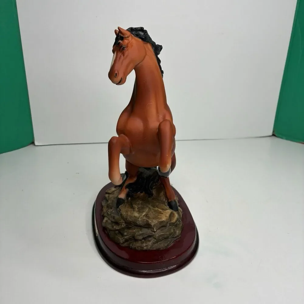 Ruby's Collection Brown Stallion Horse Figure On Wooden Base