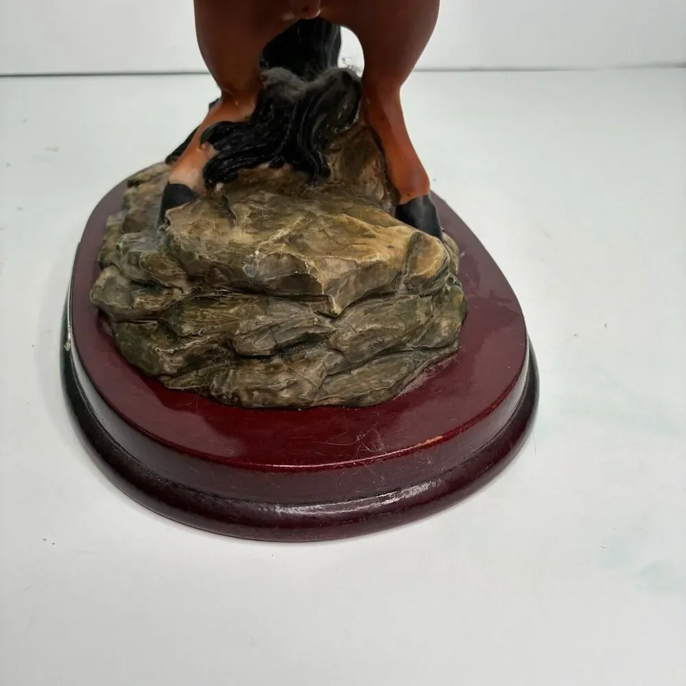 Ruby's Collection Brown Stallion Horse Figure On Wooden Base