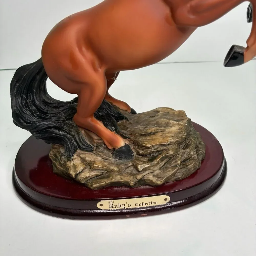 Ruby's Collection Brown Stallion Horse Figure On Wooden Base