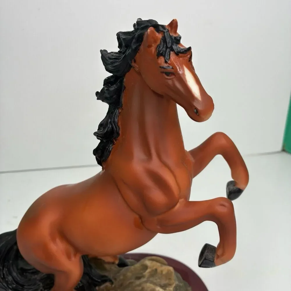 Ruby's Collection Brown Stallion Horse Figure On Wooden Base