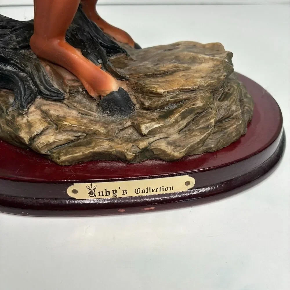 Ruby's Collection Brown Stallion Horse Figure On Wooden Base