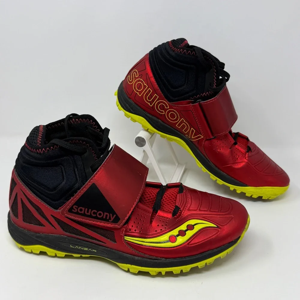 Saucony Lanzar Jav 2 Men 8 Red Citron Javelin Track Field Spikes S29038-1