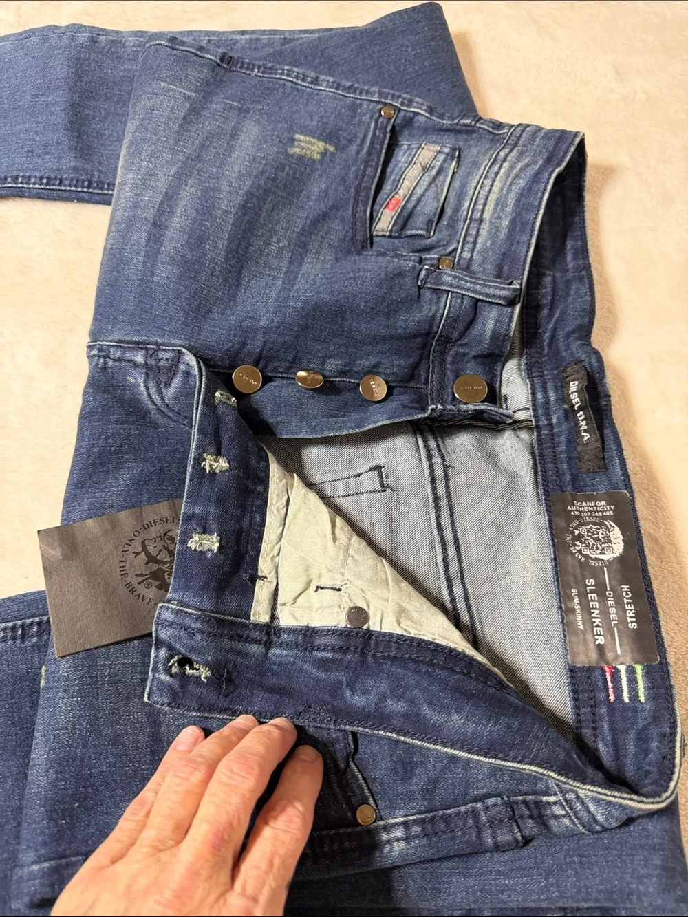 Diesel Sleenker Skinny Jeans Dark Blue 30x31 NWTS