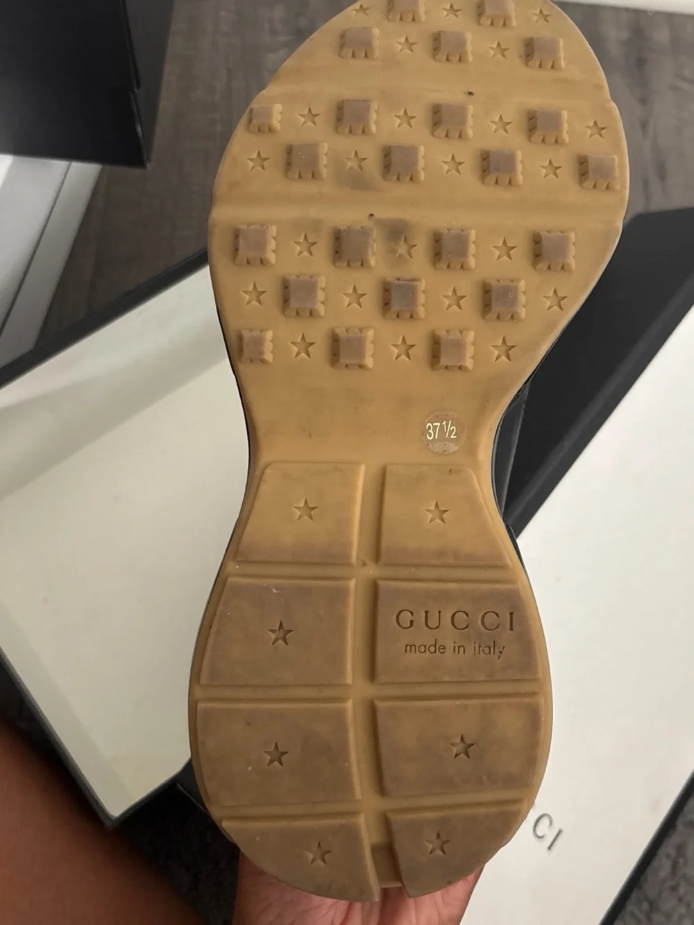 Gucci Black Leather Sneakers with Rainbow Logo Accents