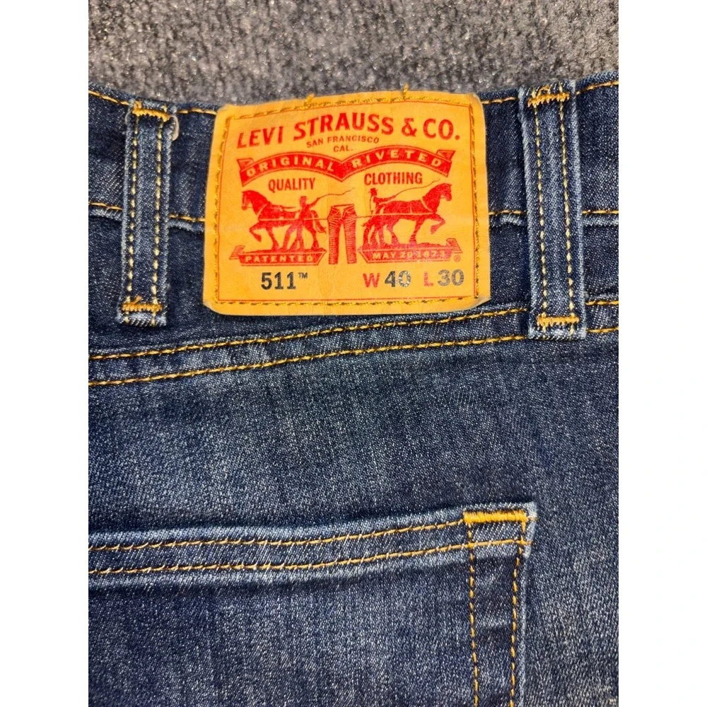 Levi's 511 Jeans Men's 40x30 Blue‎ Denim Medium Wash Red Tab Boho Straight Leg