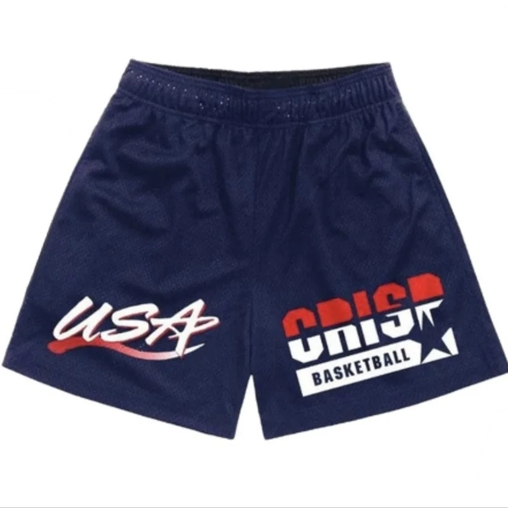 Crisp USA Mesh Men's Basketball Shorts Navy Red & White Nwt Size Large