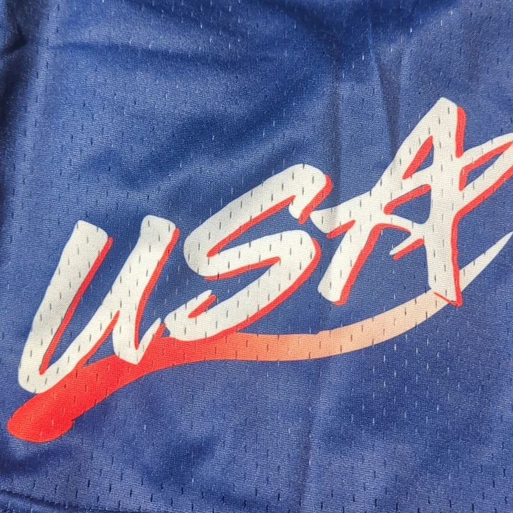 Crisp USA Mesh Men's Basketball Shorts Navy Red & White Nwt Size Large