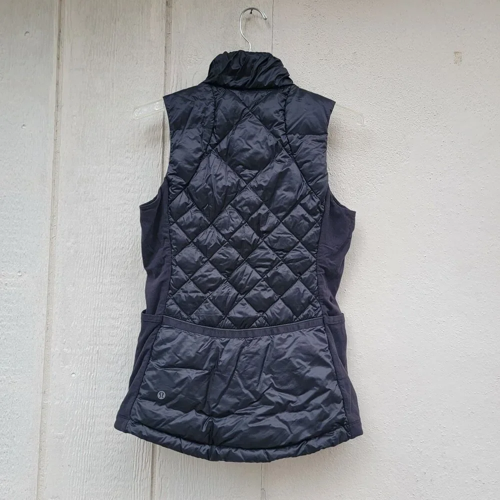 Lululemon Athletica Black Down For A Run Zip-Up Puffer Vest Women's Size 6