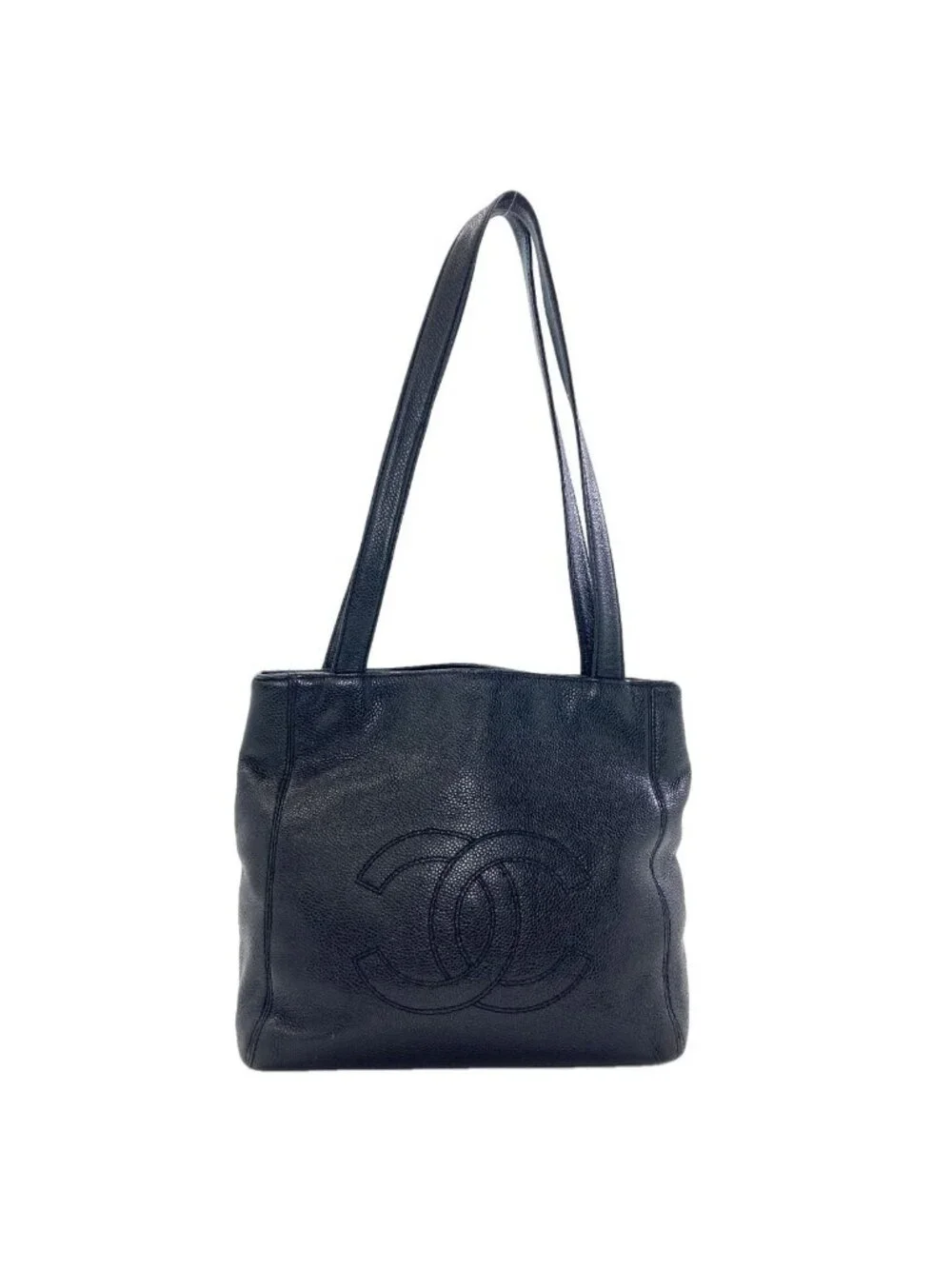 Chanel CC Logo Gold Tote Grained Calfskin
