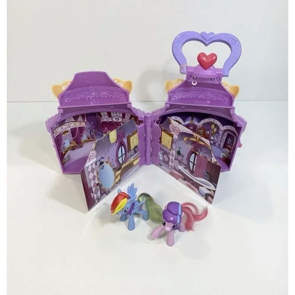 My Little Pony - Portable Castle House Case Flip Card Rooms - 2014  With 2 Ponys