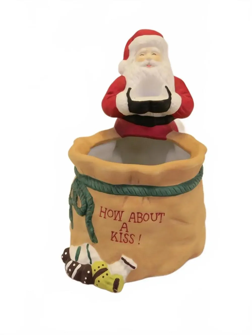 Hershey's Kisses kiss holder Candy Dish Vintage Santa with Bag