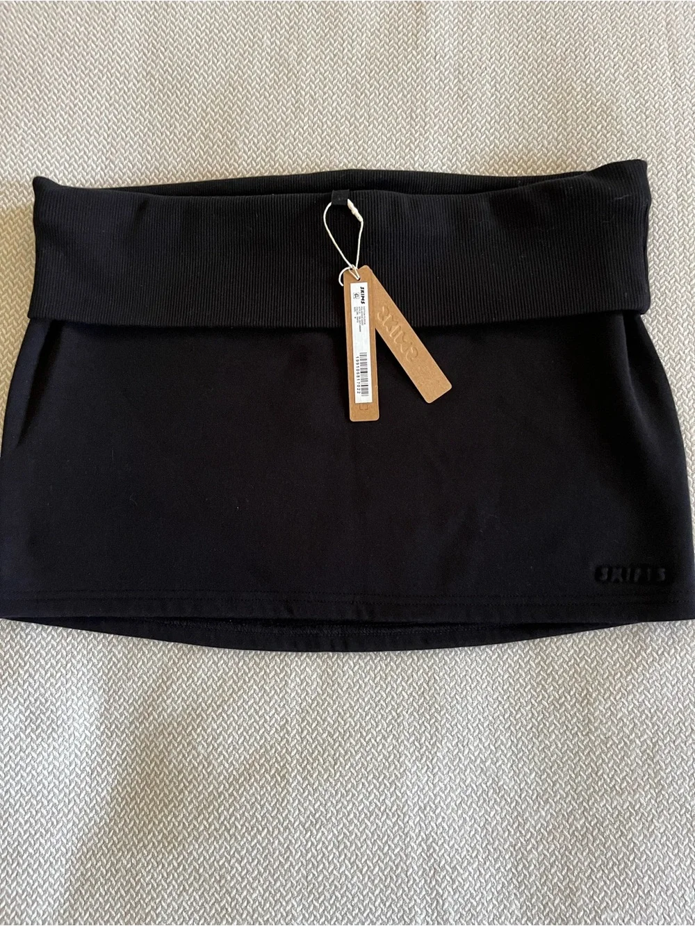 NWT Skims Black Ribbed Foldover Mini Skirt Size Medium