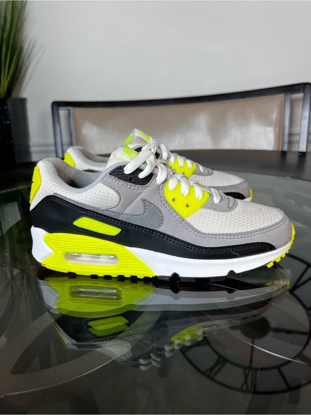 Nike Air Max 90 Shoes Womens Size 8 Gray Volt Colorblock Running