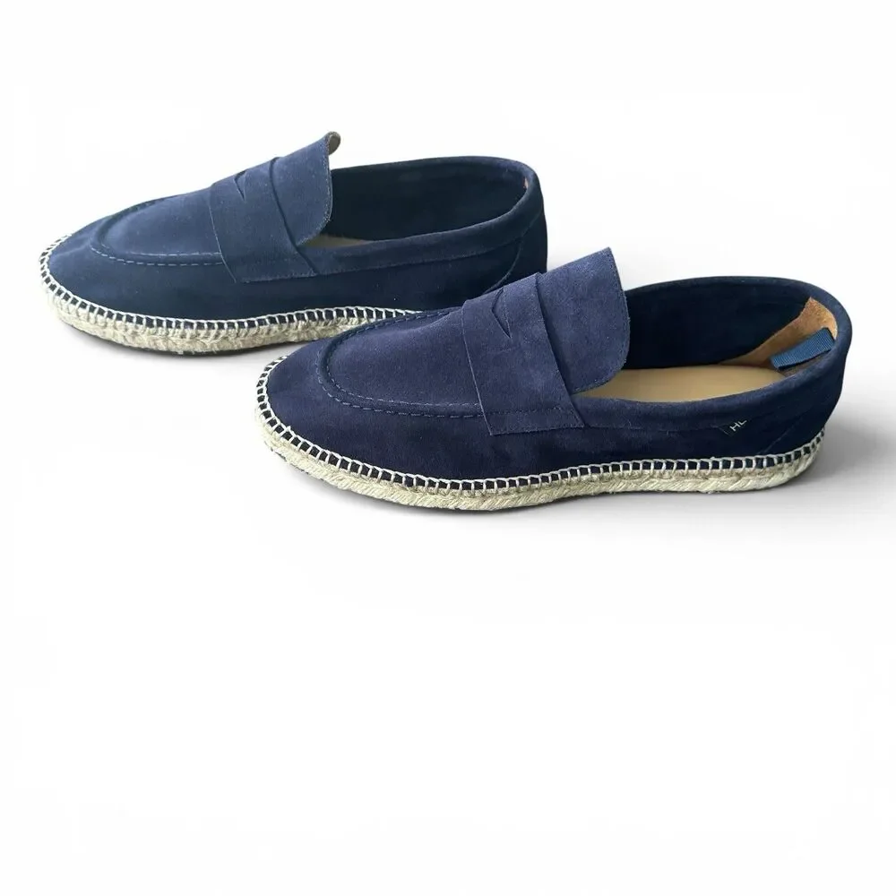 Harrys London Riviera Suede Espadrilles Men 43 1/2 EU 10.5 US Blue Penny Loafer