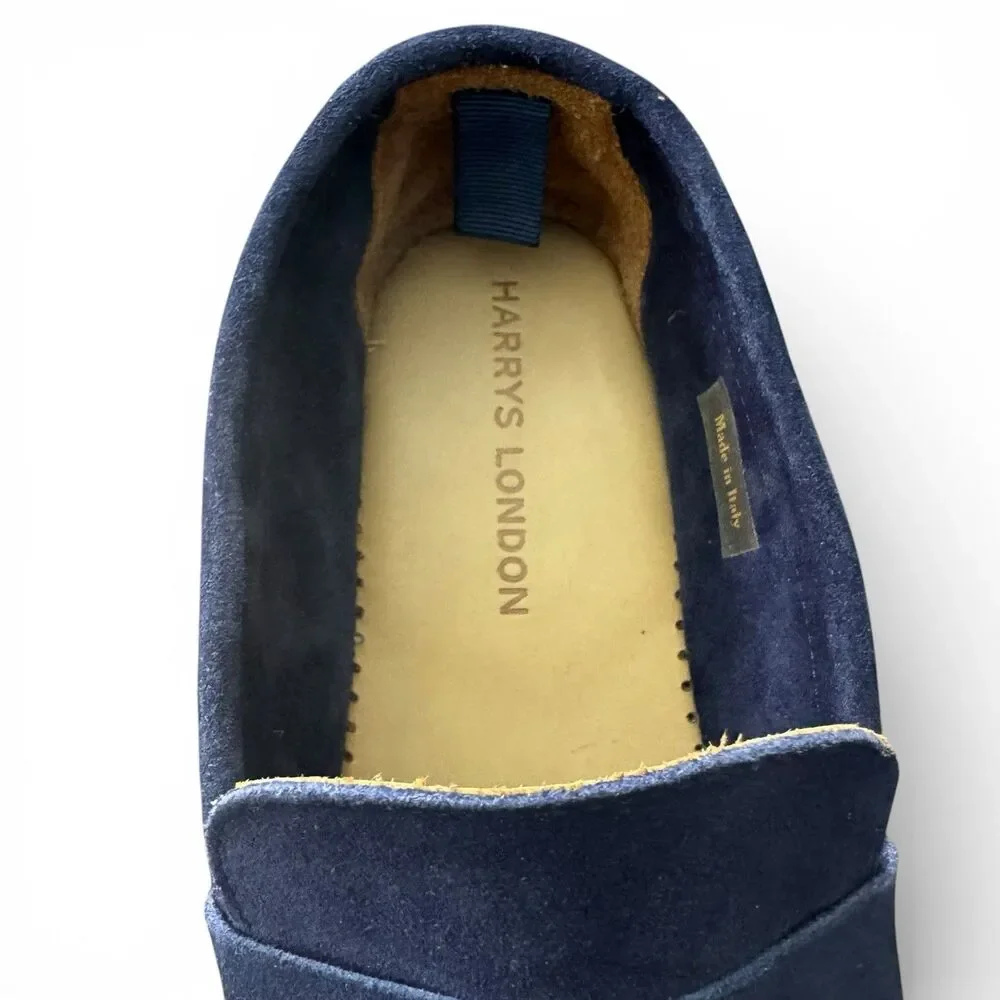 Harrys London Riviera Suede Espadrilles Men 43 1/2 EU 10.5 US Blue Penny Loafer