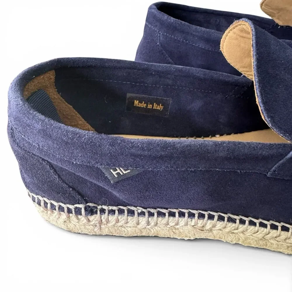 Harrys London Riviera Suede Espadrilles Men 43 1/2 EU 10.5 US Blue Penny Loafer