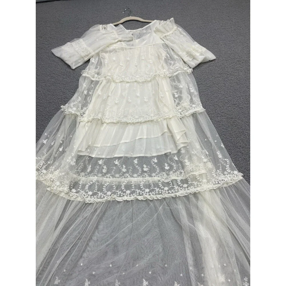 Free People Maxi Dress Women Ivory Stevie Retro Boho Resort Vacay Size XS New
