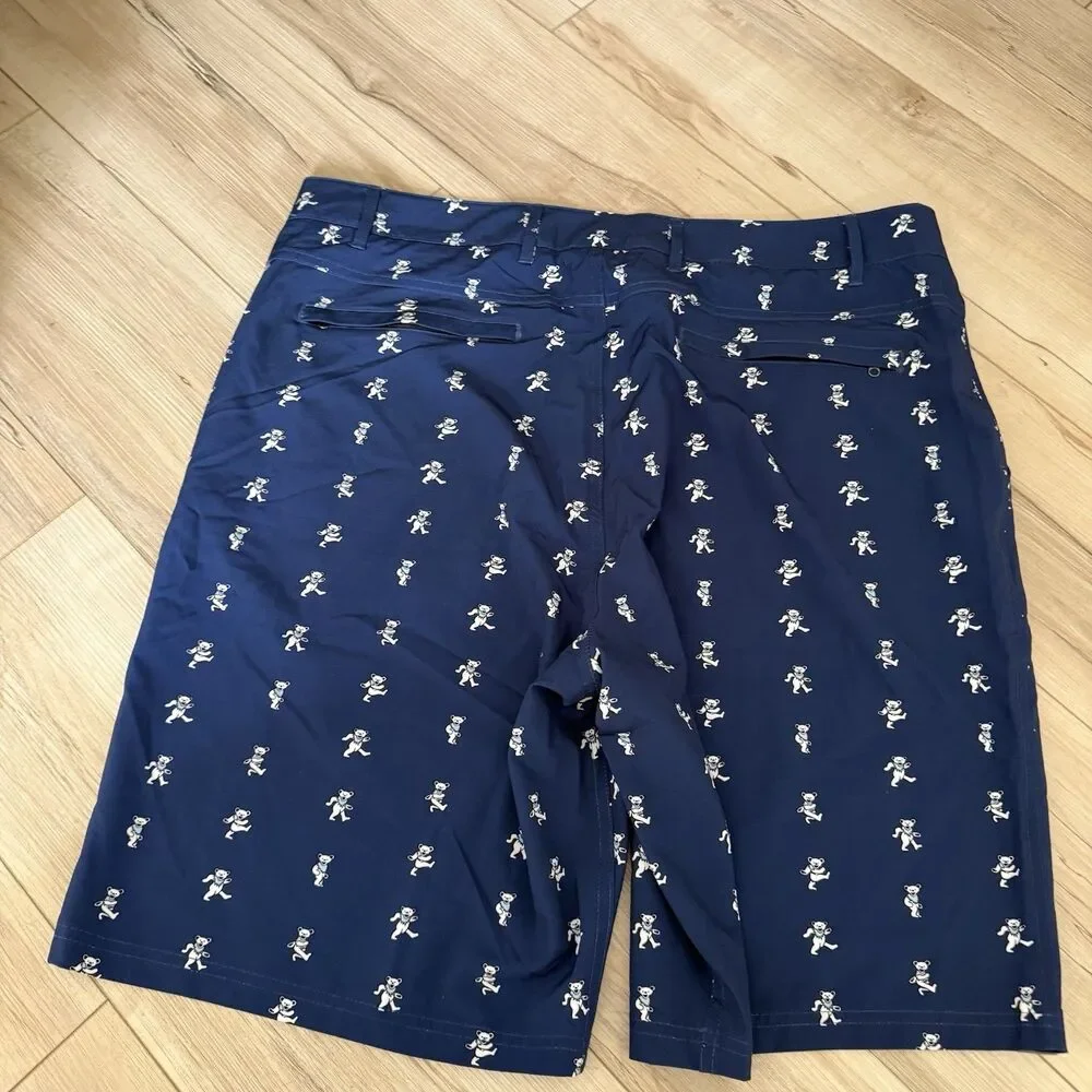 Sec. 119 Grateful Dead Men's 40 Dancing Bears All Over Print Golf Shorts Stretch