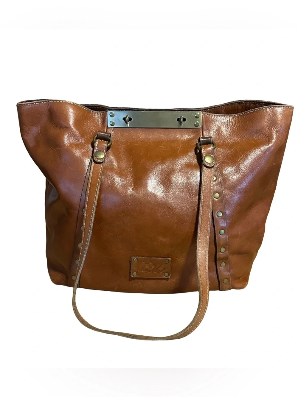 PATRICIA NASH COGNAC BROWN LEATHER BENVENUTO LARGE SHOULDER BAG