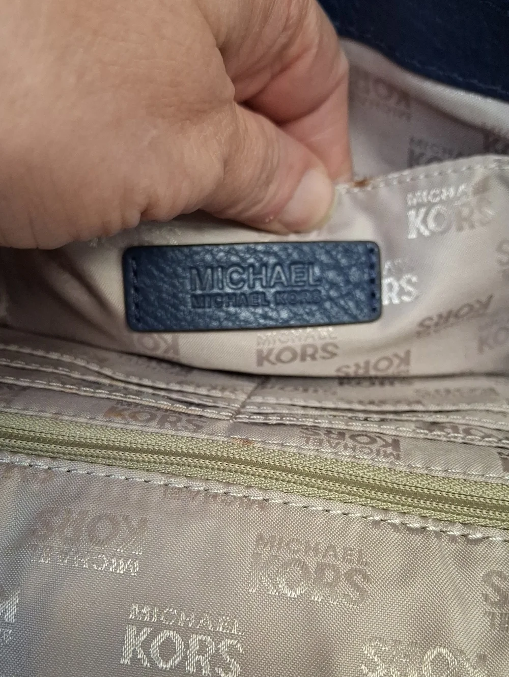 Michael Kors Navy Leather Buckle Clutch Gold Hardware 11x5x0.75 Preloved